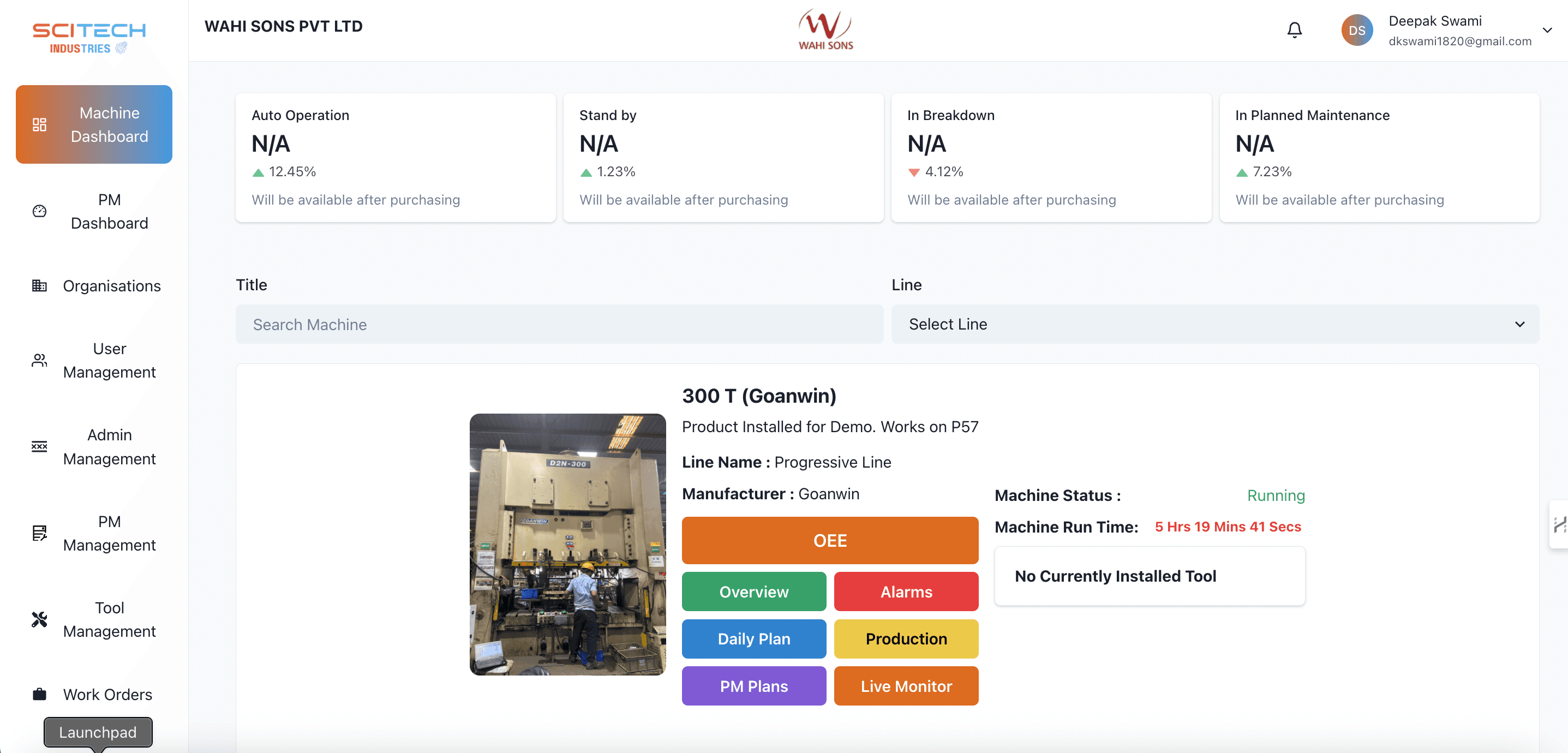 Scitech Live Dashboard